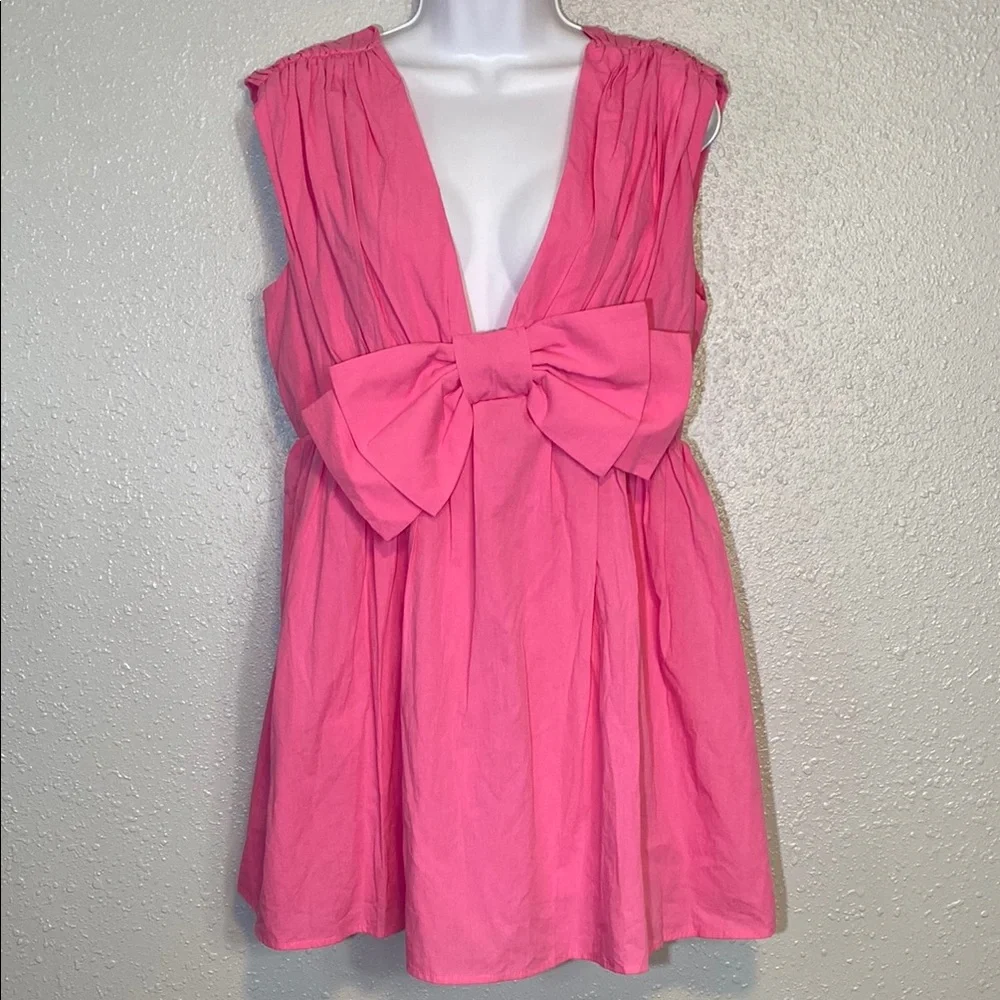 BUCKETLIST Pink Mini Dress Tunic with Bow - Picture 1 of 9